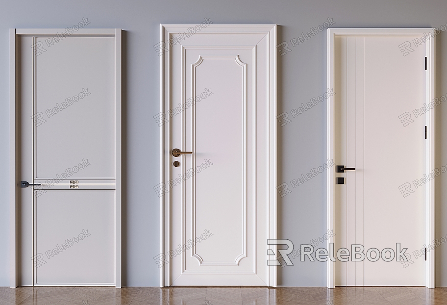 Modern Cream Swing Door Solid Wood Single Door model