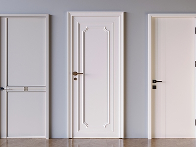 Modern Cream Swing Door Solid Wood Single Door model