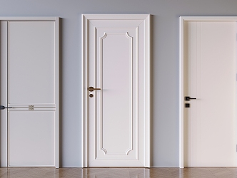 Modern Cream Swing Door Solid Wood Single Door 3d model