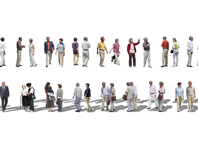 Diverse Group of People in Various Poses and Different Ages 3d model