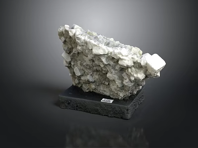 Natural Raw Stone Specimen With Crystal Structure On Black Base 3d model