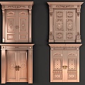 Home entrance villa door villa entrance copper door entrance double open copper door villa child and mother entrance door 3d model