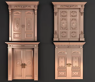 Home entrance villa door villa entrance copper door entrance double open copper door villa child and mother entrance door 3d model