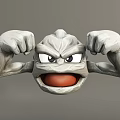 Game Movie Character With Stone Textured Muscular Arms Angry Expression And Clenched Fists Beside Head