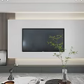 Modern Living Dining Room Interior With TV Wall Green Plant And Coffee Table Decor