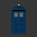 Blue Police Box Classic Design With Signs Windows And Door