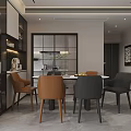 Modern Luxury Living Dining Room Interior With Open Layout Sofa Dining Table And Lighting 3d model