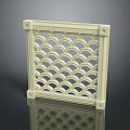 Cream Colored Square Decorative Grille With Wavy Circular Cutouts And Corner Holes