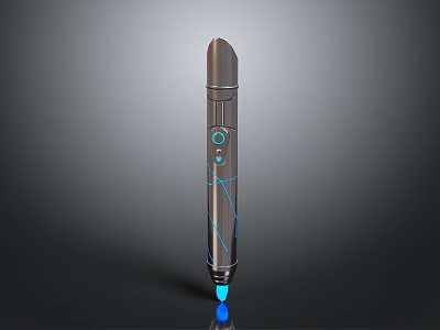 Modern Electronic Stylus Pen With Blue Accents And LED Indicator Button For Daily Use 3d model