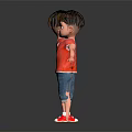 Cartoon Boy Character Front And Back Views With Red T-Shirt Blue Jeans And Red Shoes