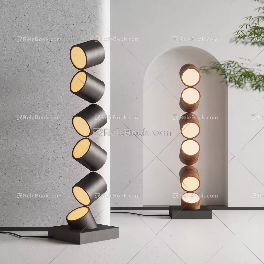 Quiet log wind floor lamp 3d model