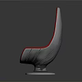 Red Teardrop Shaped Chair With Diamond Tufted Buttons And Transparent Base