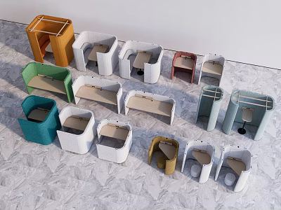 Colorful Modular Public Office Space With Various Design Furniture And Units 3d model
