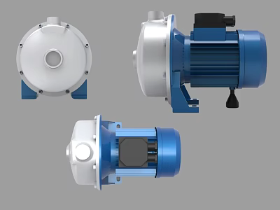 Industrial Blue And White Electric Motor Driven Pumps With Compact Structure Shown From Different Angles 3d model