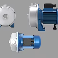 Industrial Blue And White Electric Motor Driven Pumps With Compact Structure Shown From Different Angles 3d model