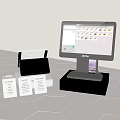 Modern POS Terminal System With Touch Screen Cash Drawer And Receipt Printer 3d model