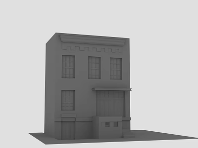 Three Story Residential Building Model With Front Porch And Windows 3d model