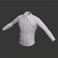 White Long Sleeved Stand Up Collar Shirt With Shoulder Embellishments