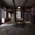 Traditional Chinese Cultural Center Interior With Wooden Furniture Bamboo Crafts And Vintage Decorations