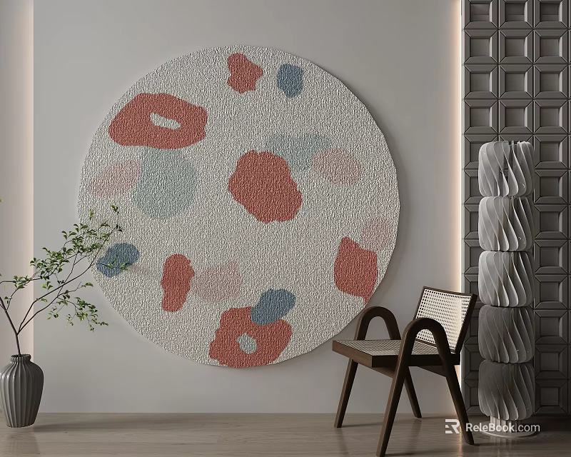 Round Carpet With Soft Color Patterns In Room Decor 3d model