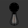 Black Wall Mounted Metal Lamp With Vintage Illuminated Bulb And Frame