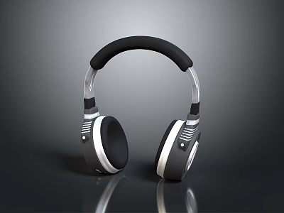 Modern Over Ear Headphones With Black Silver Design And High Quality Audio 3d model
