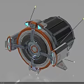 Futuristic Mechanical Device With Circular Structure And Orange Gray Components Antennas And Support Base 3d model