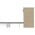 Modern Single Bed With Light Wood Frame And Gray Mattress And Side Storage Cabinet