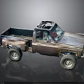 Vintage Rusty Truck With Damaged Roof And Large Off Road Wheels