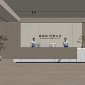 Modern Reception Desk in Architectural Design Office with Wood And Marble Countertop Two Professional Receptionists