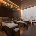 Serene SPA Sauna Relaxation Space With Comfortable Massage Chairs And Wooden Decor
