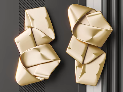 Gold Metallic Folded Sculptural Wall Decor For Modern Interior Spaces 3d model