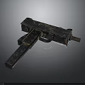 Rusty Vintage Metal Gun With Blue Gray Finish And Classic Design Details