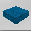 Stylish Blue Square Ottoman With Tufted Padded Top And Modern Design 3d model