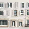 Diverse White Window Styles Including Shutters Arched Frames And Balcony Designs