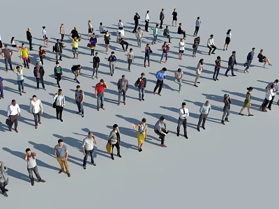 Group of Diverse People Standing in Various Poses on White Background 3d model