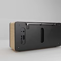 Modern Black And Wooden Radio Speaker With FM Function Time Display Buttons And Knob