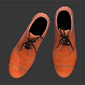 Stylish Orange Leather Ankle Boots With Black Laces And Block Heels