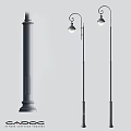 Various Designs Outdoor Lights with Tall Poles Curved Arms and Round Shades