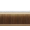 Elegant Reception Desk With Marble Surface Wooden Panel And Decorative Plants 3d model