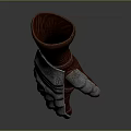 Brown Leather Decorative Glove With Silver Metal Plates Unique Design