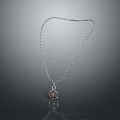 Elegant Silver Necklace With Thin Chain And Round Red Gemstone Pendant Design 3d model