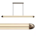 Modern Sleek Linear Pendant Light with Copper Finish Metal Tube Design Hanging Lighting Fixture