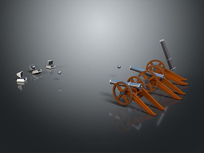 modern artillery cannon naval gun 3d model