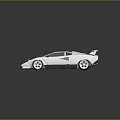 White Sports Car With Sleek Wedge Shaped Body And Rear Spoiler On Reflective Surface