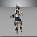 School Uniform Anime Character With Mechanical Gear And Friendly Fantasy Creature