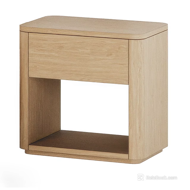 Wooden Side Table with Simple Design Featuring a Drawer and Open Lower Shelf 3d model