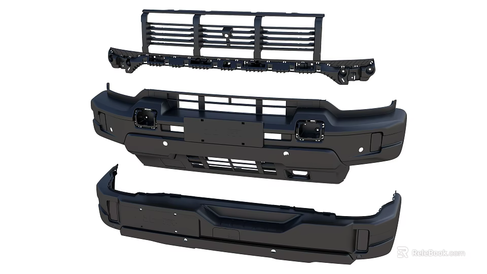 Black Car Bumper And Grille Components For Vehicle Front Rear Parts 3d model 