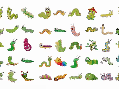 Cute Cartoon Caterpillar Hanging Ornaments With Various Colors And Adorable Designs 3d model