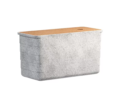 Gray Felt Storage Basket With Wooden Lid And Layered Texture Design 3d model